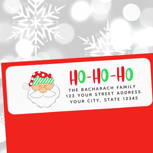 Returadressen Cute Santa Ansikte ’Ho Ho Ho’ Returadress Etikett (Cute Santa Face "Ho Ho Ho" Return Address Label)