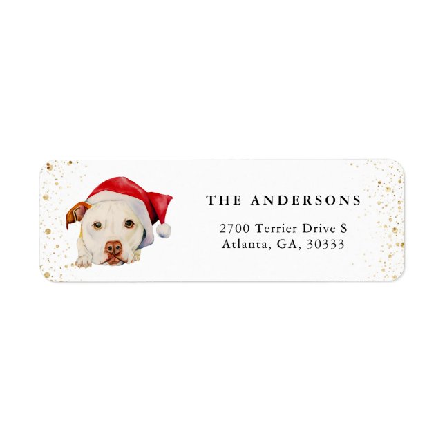 Returadressen Cute Santa Pitbull Hund Returadress Etikett (Framsidan)