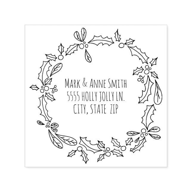 Returadressen Cute Vintage jul Holly Berry Självfärgande Stämpel (Design)