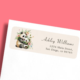 Returadressen Cute Watercolor Flowers & Bears Returadress Etikett
