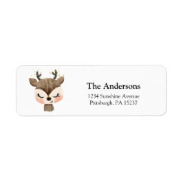 Returadressen Cute Watercolor Reindeer Returadress Etikett