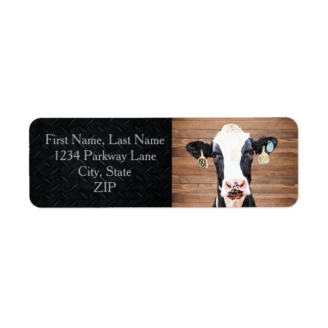 Returadressen Dairy Cow Holstein Cute Farm Returadress Etikett (Framsidan)