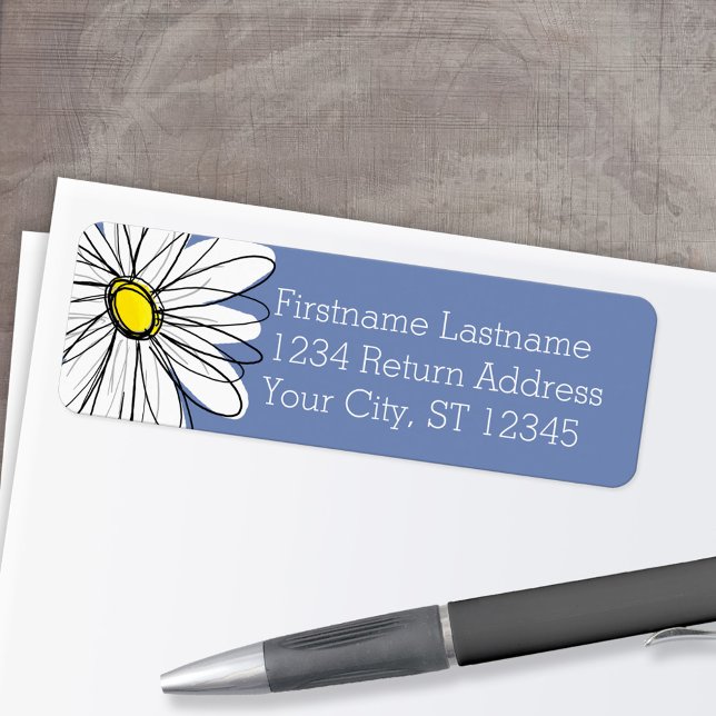 Returadressen Daisy i trendig Välj Färg bak Returadress Etikett (Custom Return Address Labels - Low Minimum)