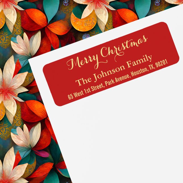 RETURADRESSEN DIY Faux Guld Red God jul Returadress Etikett (DIY Faux Gold Red Merry Christmas Return Address Label)
