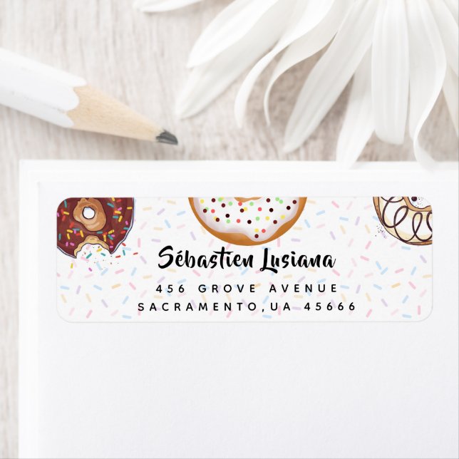 Returadressen Donuts och Sprinkles Returadress Etikett (Insitu)