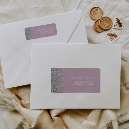 Returadressen Dusty Lila Silver Glitter Bröllop Returadress Etikett