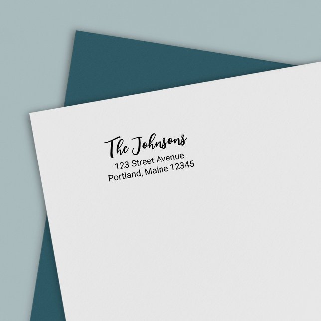 Returadressen Efternamn för snyggt-penselskript Självfärgande Stämpel (Skapare uppladdad)