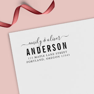 Returadressen Efternamn för trendig Script par fet Självfärgande Stämpel