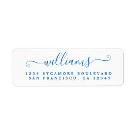Returadressen Efternamn på blått Bläck-skript Returadress Etikett
