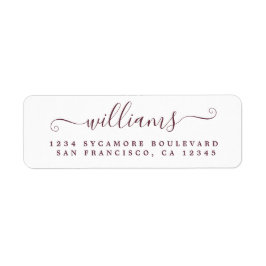 Returadressen Efternamn på efternamn för Burgundy- Returadress Etikett