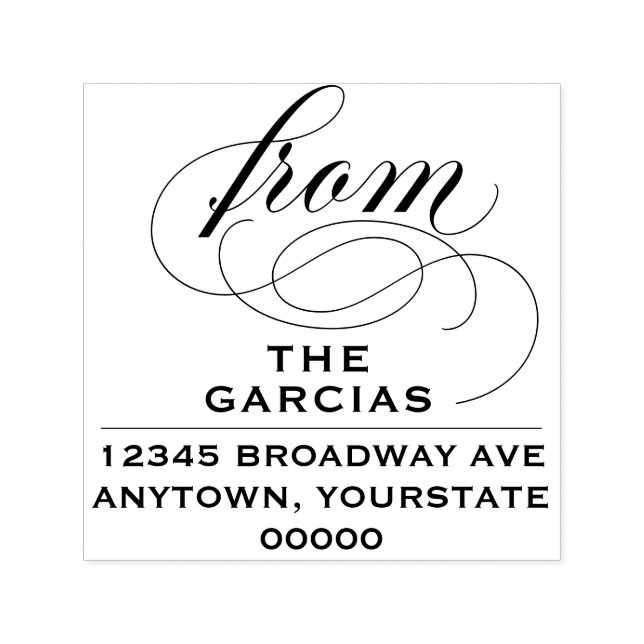 Returadressen elegant Flourate Script Självfärgande Stämpel (Design)
