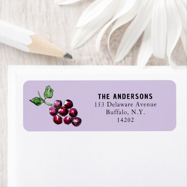 Returadressen Elegant för  av lila vattenfärgsgraf Returadress Etikett (Insitu)