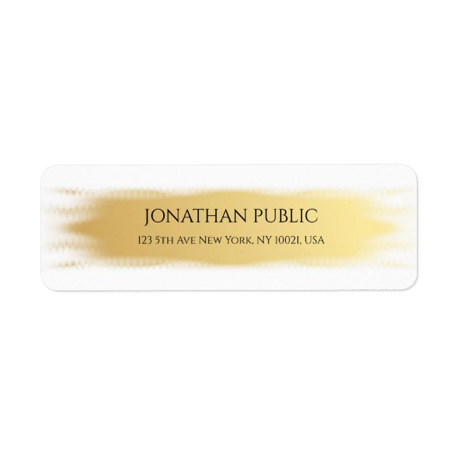 Returadressen elegant Guld White Simple Template Returadress Etikett (Framsidan)