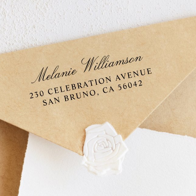 Returadressen elegant Namn & Classic Stämpel (Rubber Stamp Mock-up)