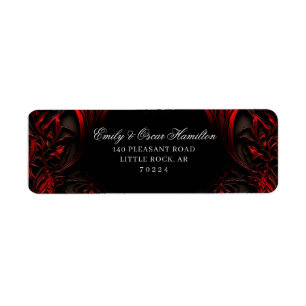Returadressen elegant Red & Black Gotham Damask Returadress Etikett