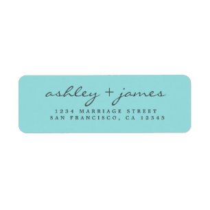 Returadressen elegant Script Blue Bröllop Returadress Etikett