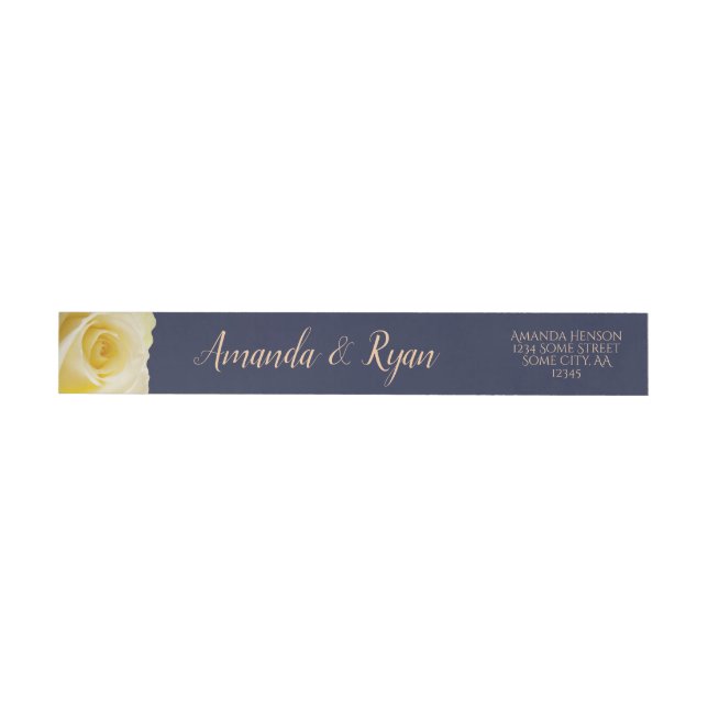 Returadressen elegant Script Blue Gul ros Etikettband (Individual)