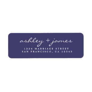 Returadressen elegant Script Navy Blue Bröllop Returadress Etikett