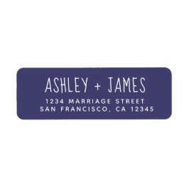 Returadressen elegant Script Navy Blue Bröllop Returadress Etikett