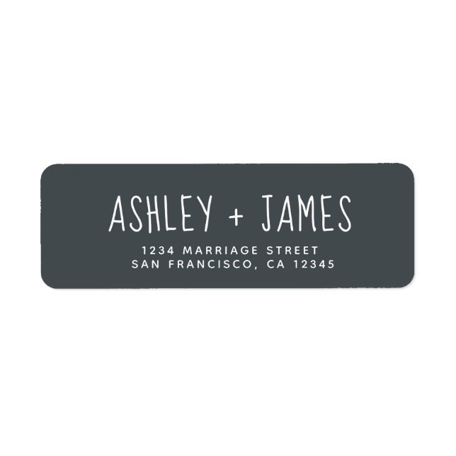 Returadressen elegant Script off-Black Bröllop Returadress Etikett (Framsidan)