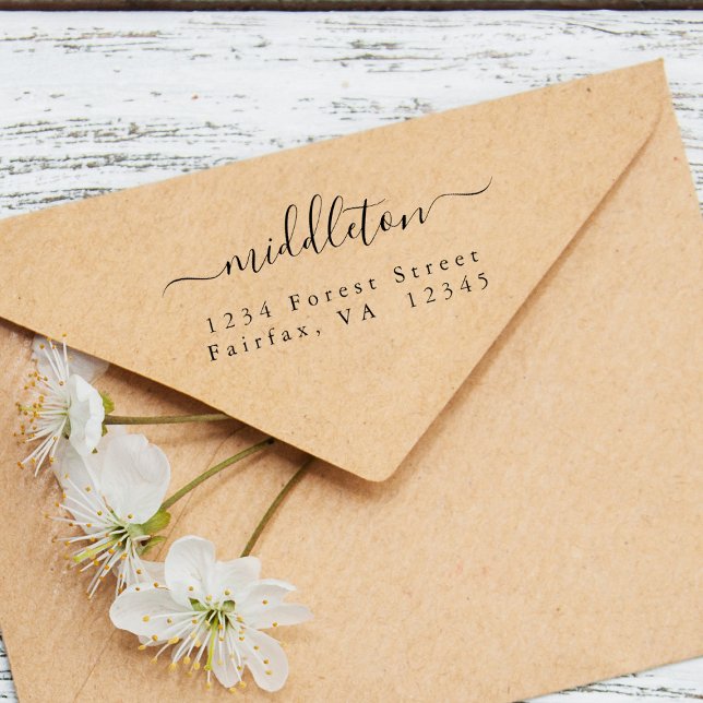 Returadressen elegant Script Stämpel (Skapare uppladdad)