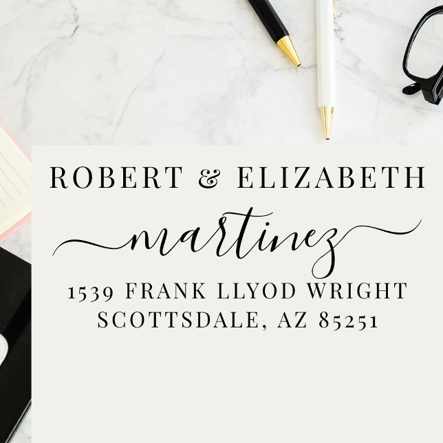 Returadressen elegant Simple Calligraphy Script Självfärgande Stämpel (Skapare uppladdad)