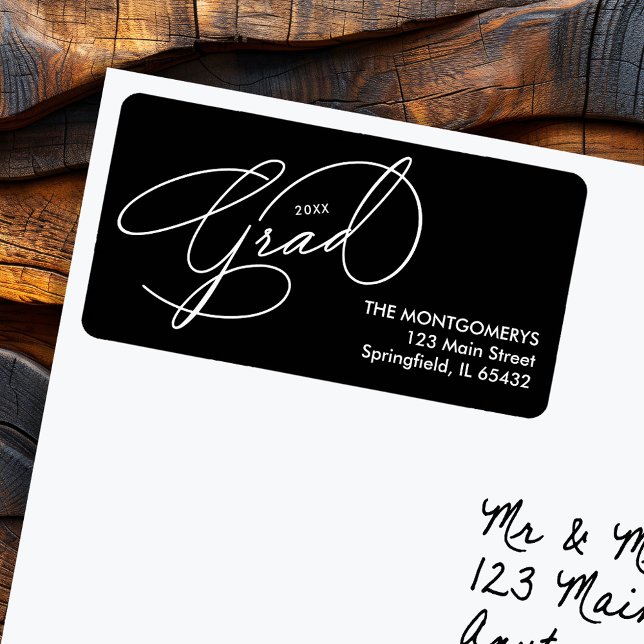Returadressen elegant Studenten Adressetikett (Elegant Script Graduation Return Address Labels)