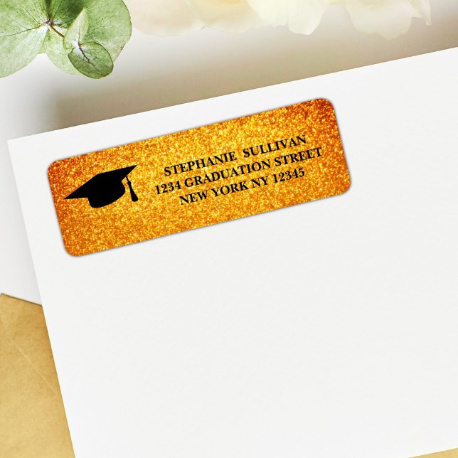 Returadressen elegant vid Glitter vid Studenten Returadress Etikett (Skapare uppladdad)