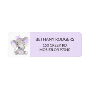 Returadressen Elephant Flicka Shower Kuvert Returadress Etikett