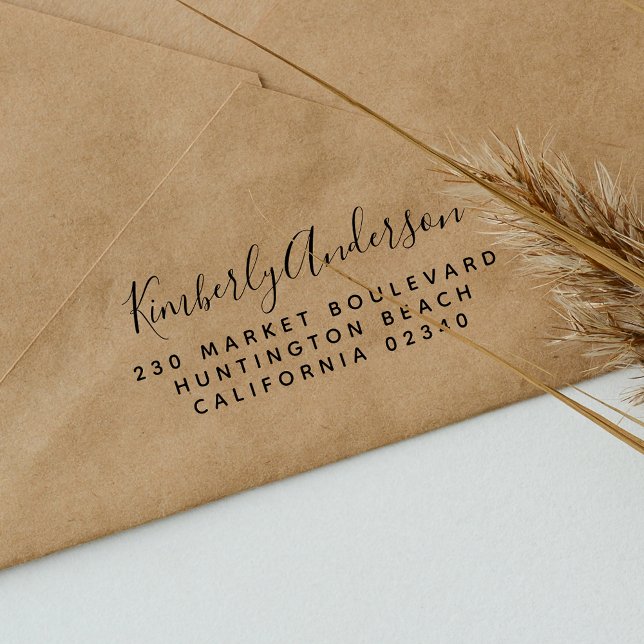 Returadressen Enkel skriptinformation för Namn och Stämpel (Skapare uppladdad)