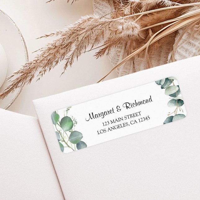 Returadressen Eucalyptus Elegant Greenery Bröllop Returadress Etikett (Skapare uppladdad)