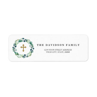 Returadressen Eucalyptus Greenery Foliage Baptism Returadress Etikett