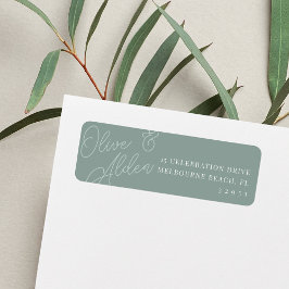 Returadressen Eucalyptus Script Watermark Bröllop Returadress Etikett