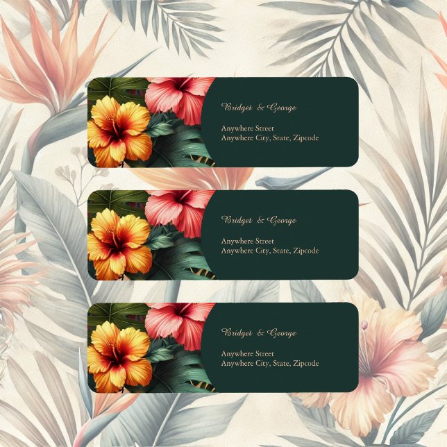 Returadressen Exotic Hawaiian Tropical Bröllop Returadress Etikett (Skapare uppladdad)
