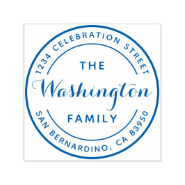 Returadressen Family Namn Logotyp Round Självfärgande Stämpel