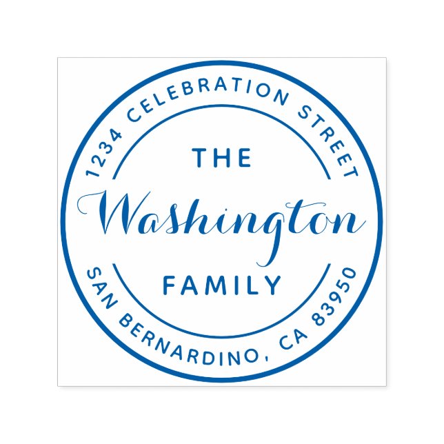 Returadressen Family Namn Logotyp Round Självfärgande Stämpel (Design)