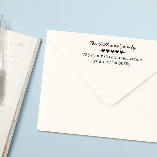 Returadressen Family Namn och Simple Hearts Självfärgande Stämpel (Skapare uppladdad)