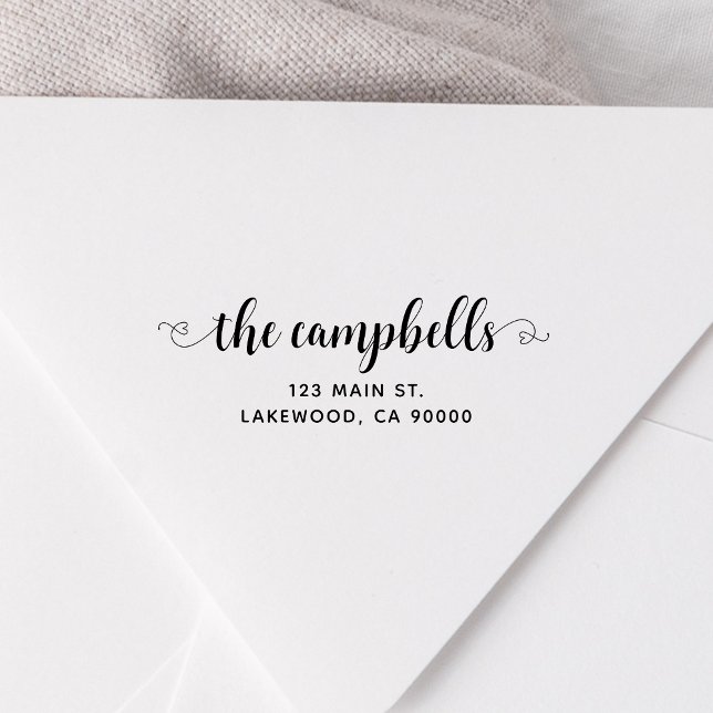 Returadressen Family Script Heart Självfärgande Stämpel (Skapare uppladdad)