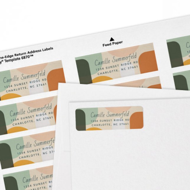 Returadressen Färgfyllda moderna former Returadress Etikett (modern return address labels with a variety of geometric shapes in earthy jewel tones)