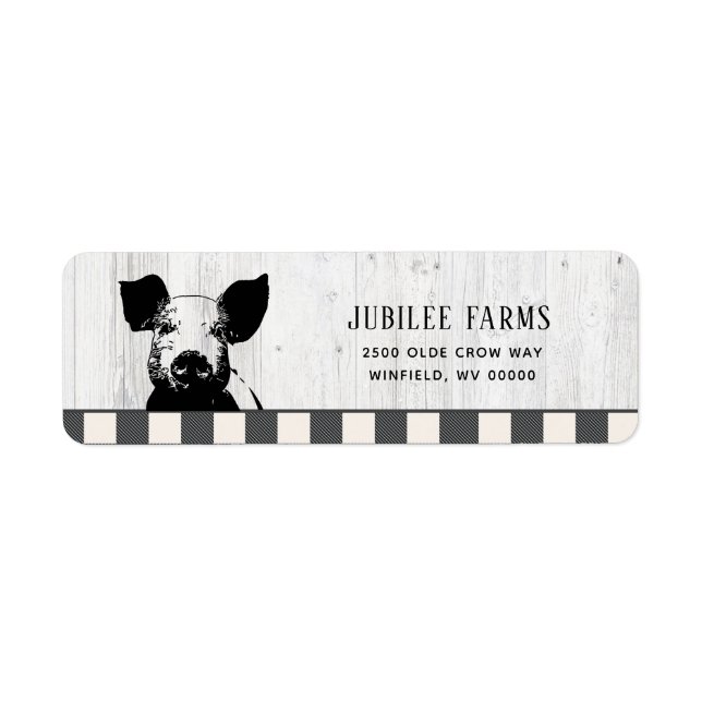 Returadressen Farmhouse Black White Gris Wood Returadress Etikett (Framsidan)