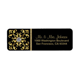 Returadressen Faux Guld Diamond Black Kuvert Returadress Etikett