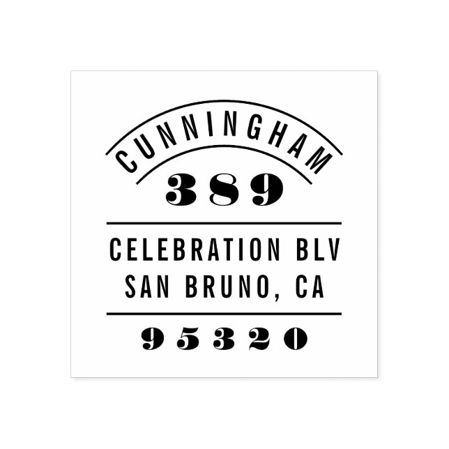 Returadressen Fet Nummer Retro Typography Stämpel (Tryck)