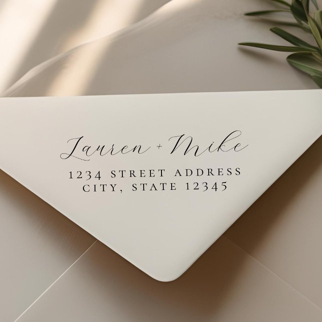 Returadressen Fintvätt i skript Bröllop Självfärgande Stämpel (Skapare uppladdad)