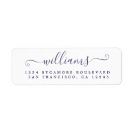 Returadressen Flottt blått skriptefternamn Returadress Etikett