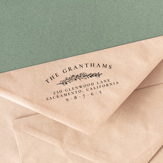 Returadressen för den botaniska familjen Gren Namn Självfärgande Stämpel (Skapare uppladdad)