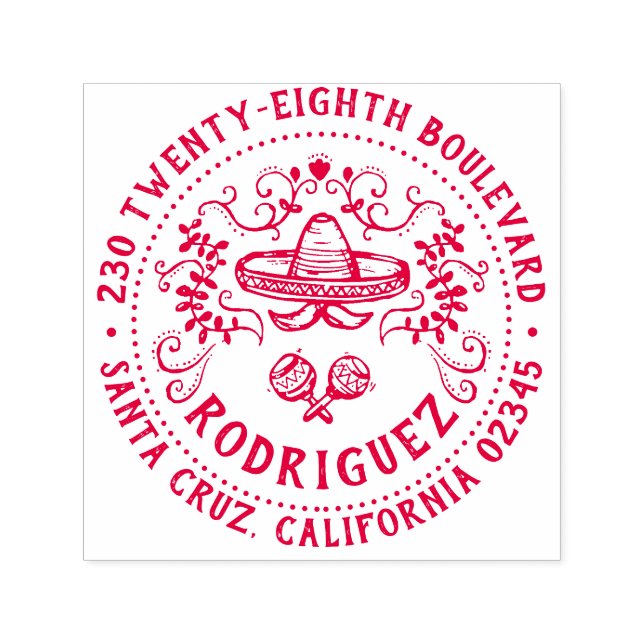 Returadressen för den mexikanska familjen Sombrero Självfärgande Stämpel (Design)