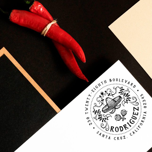 Returadressen för den mexikanska familjen Sombrero Stämpel (Skapare uppladdad)