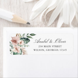 Returadressen för den tropiska  Blommigten Handfla Returadress Etikett