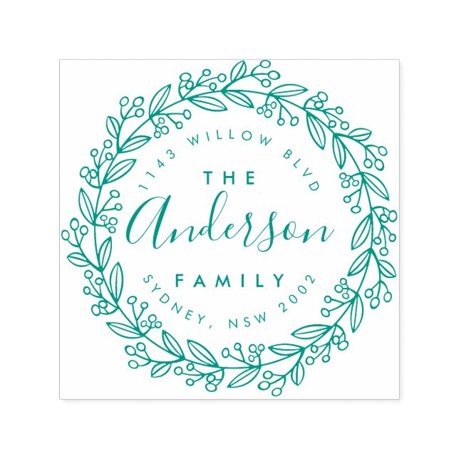 Returadressen för Hand plockade Blommigt WAN-famil Självfärgande Stämpel (Design)