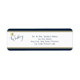 Returadressen för marin och Guld Elegant Returadress Etikett